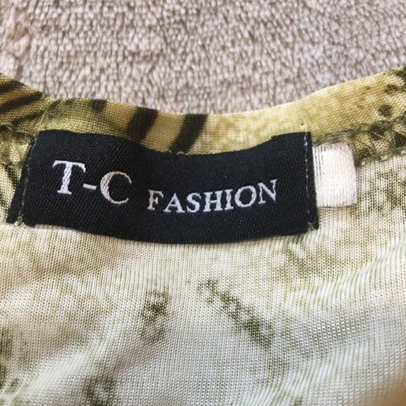 TC Fashions elegant green tan cream gold black embroidered blouse Size L - Picture 5 of 8